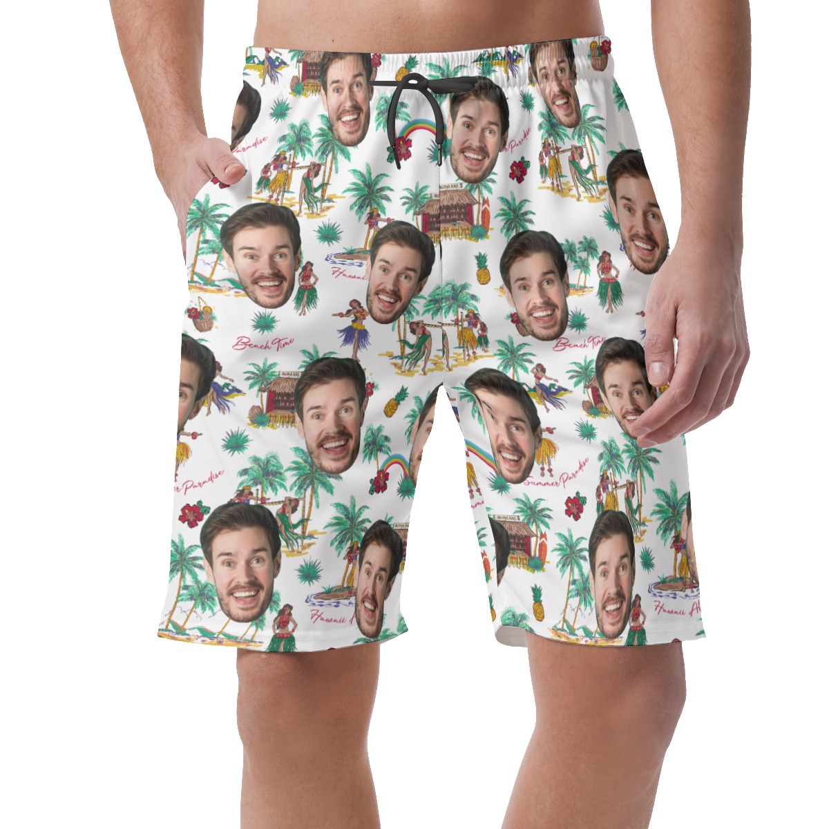 Summer Vibes Custom Face Hawaiian Beach Shorts For Men - variant image 1