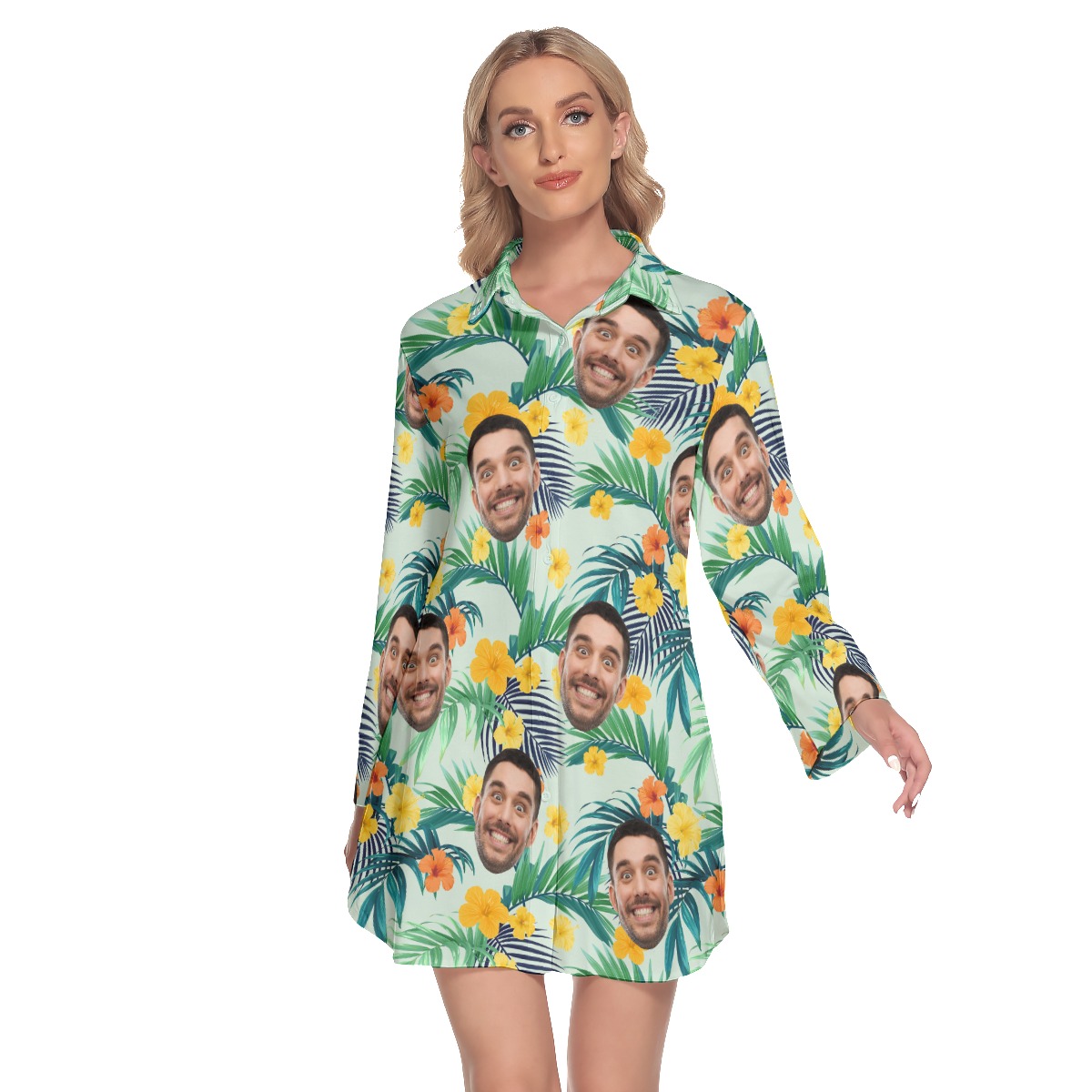 Personalized Custom Face Women's Hawaiian Beach Dress - variant image 1