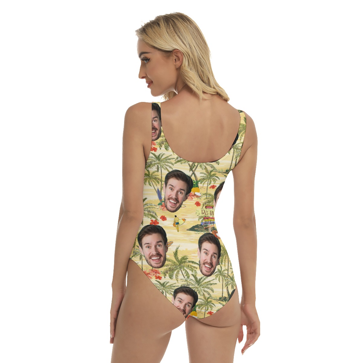 Tropical Palm Tree Custom Face Hawaiian Swimsuit For Summer Vacation
