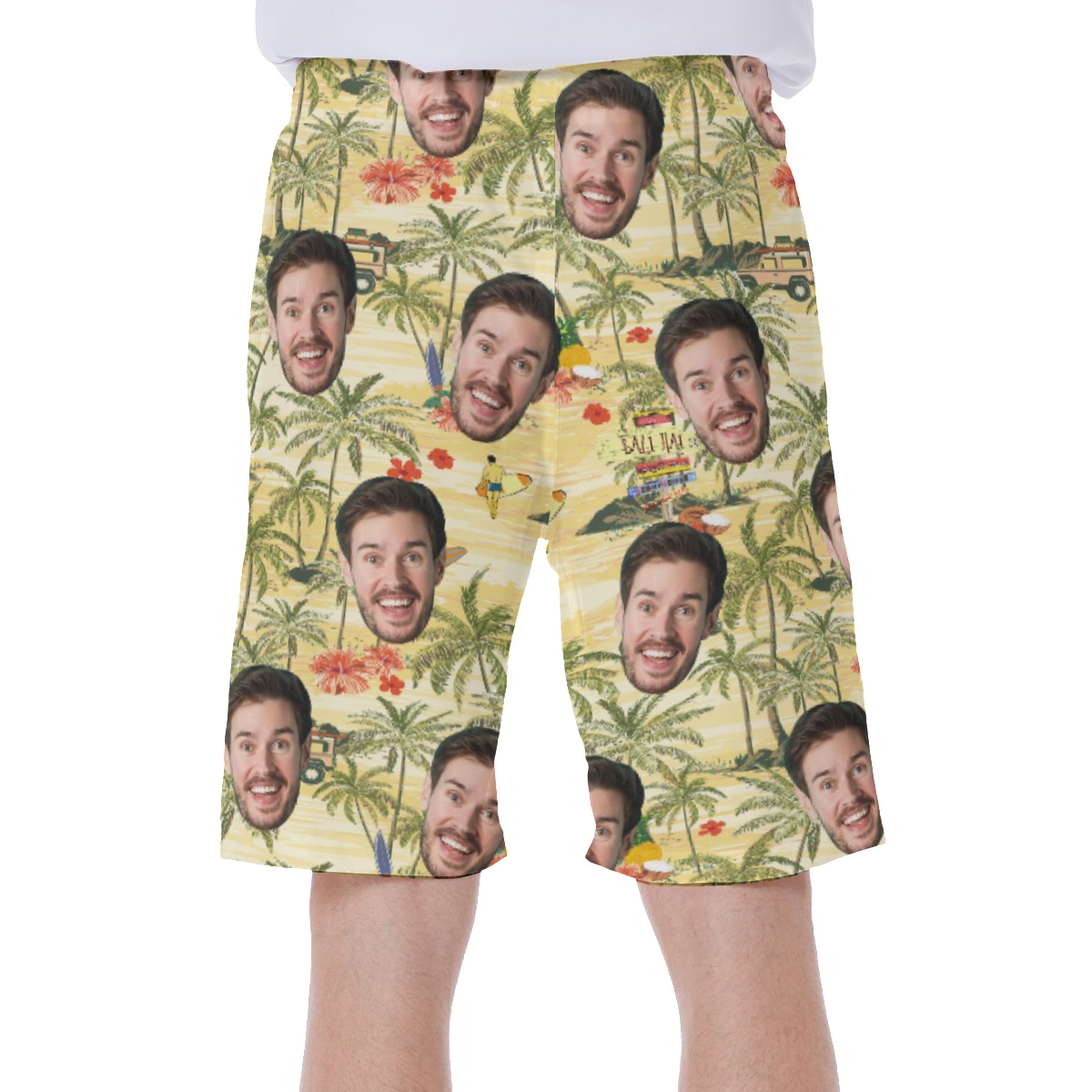 Funny Custom Face Tropical Palm Tree Hawaiian Swimwear For Men