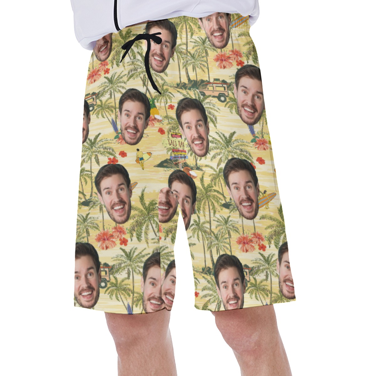Funny Custom Face Tropical Palm Tree Hawaiian Swimwear For Men