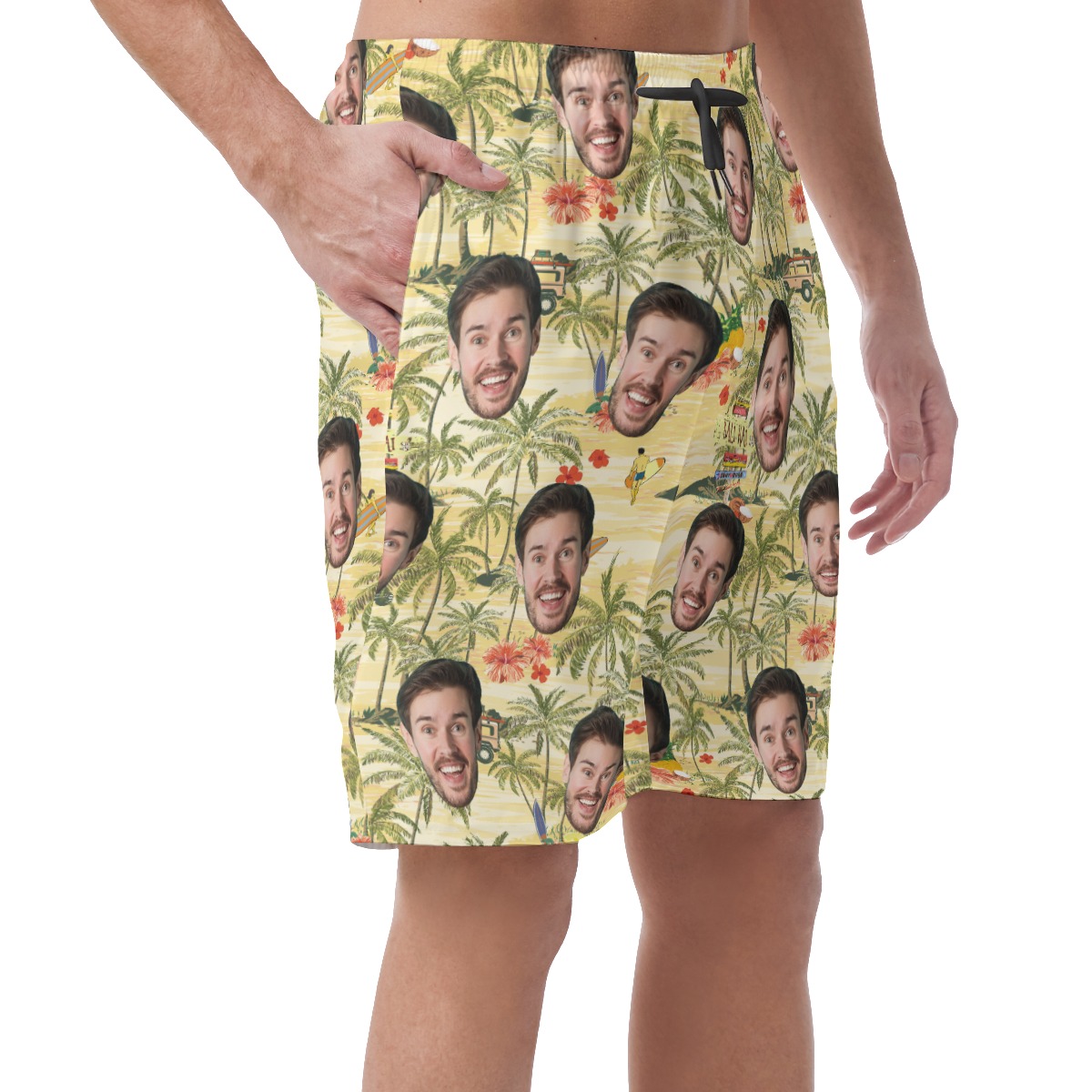 Custom Face Tropical Palm Tree Summer Hawaiian Beach Shorts For Men