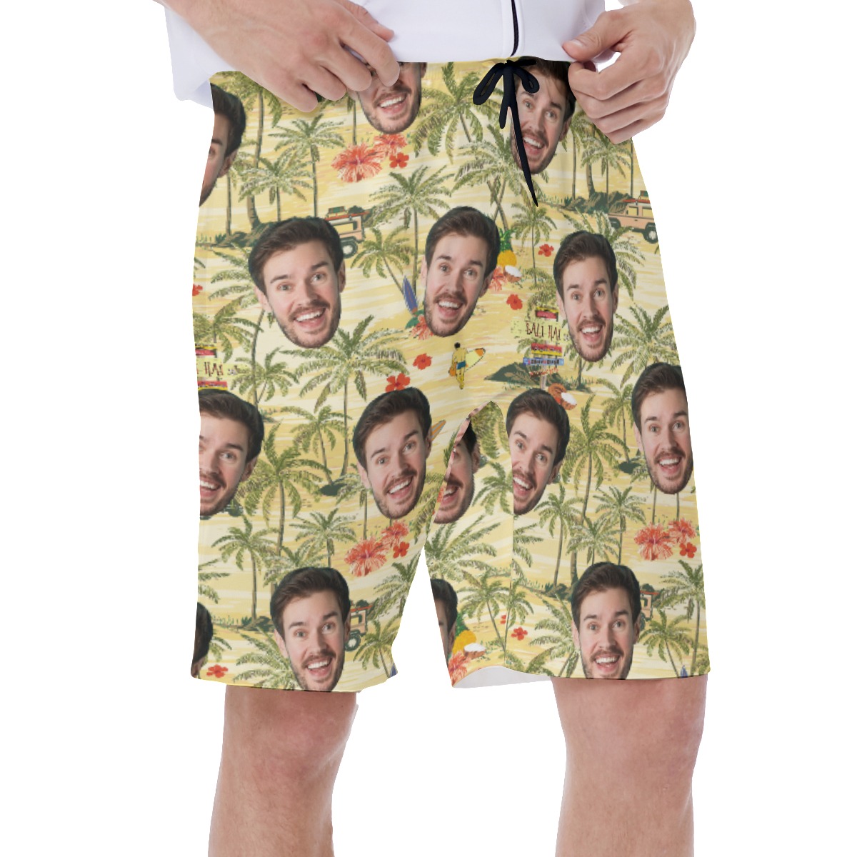 Funny Custom Face Tropical Palm Tree Hawaiian Swimwear For Men