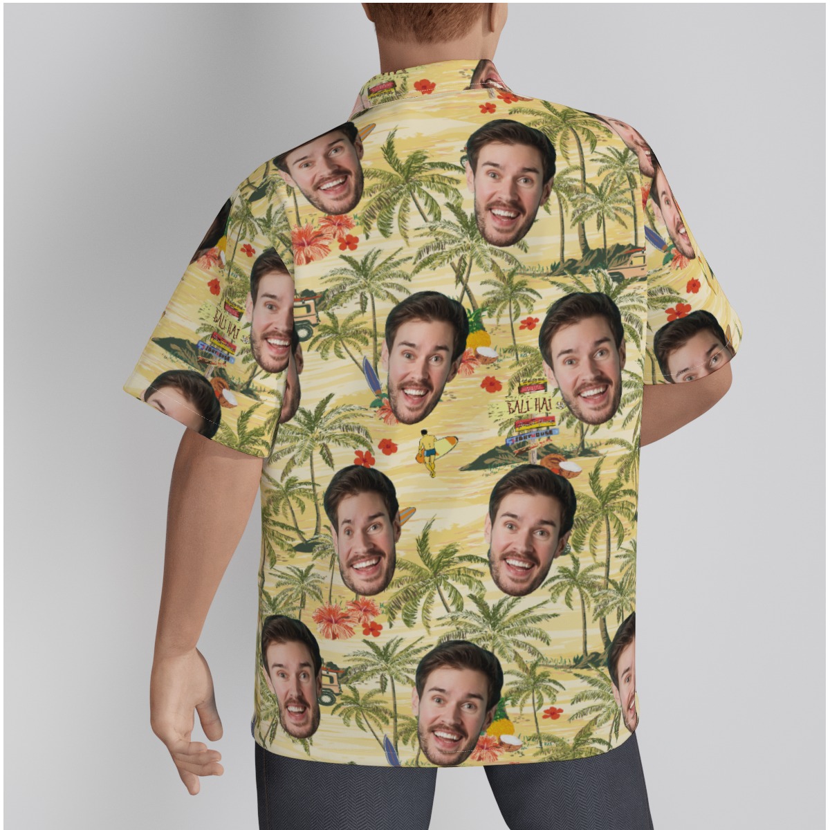 Tropical Palm Tree Custom Face Men's Hawaiian Shirt