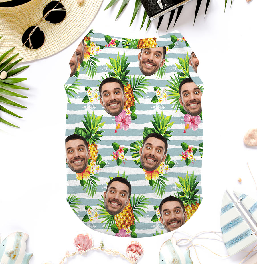 Custom Face Dog's Shirt Tropical Pineapple Hawaiian Shirt For Dog