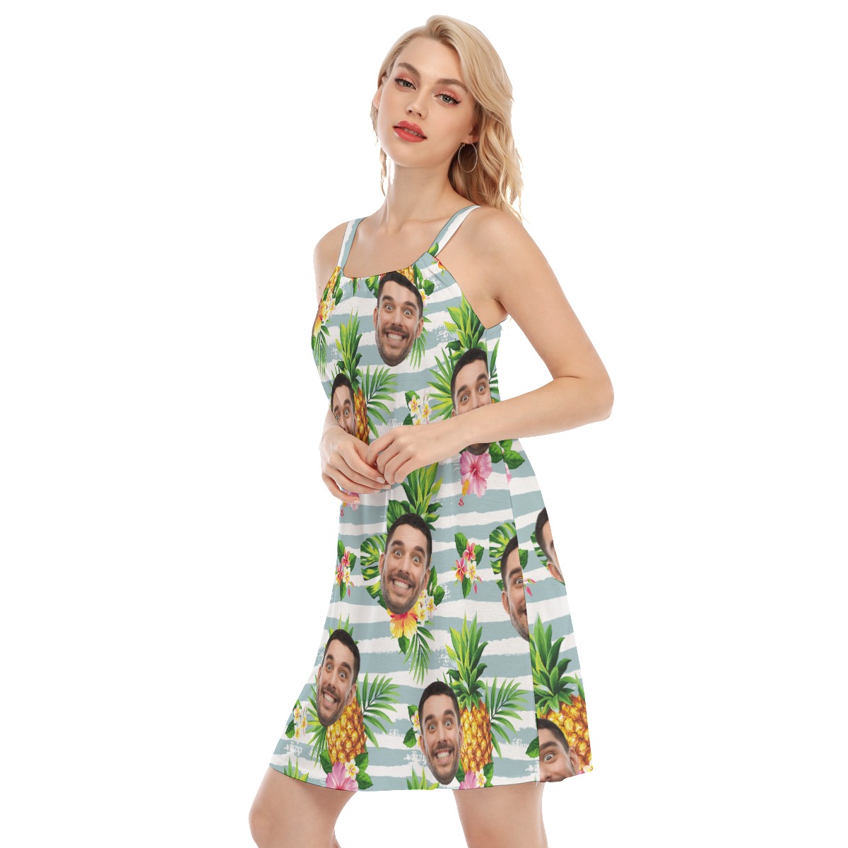 Tropical Pineapples Hawaiian Cami Dress For Women