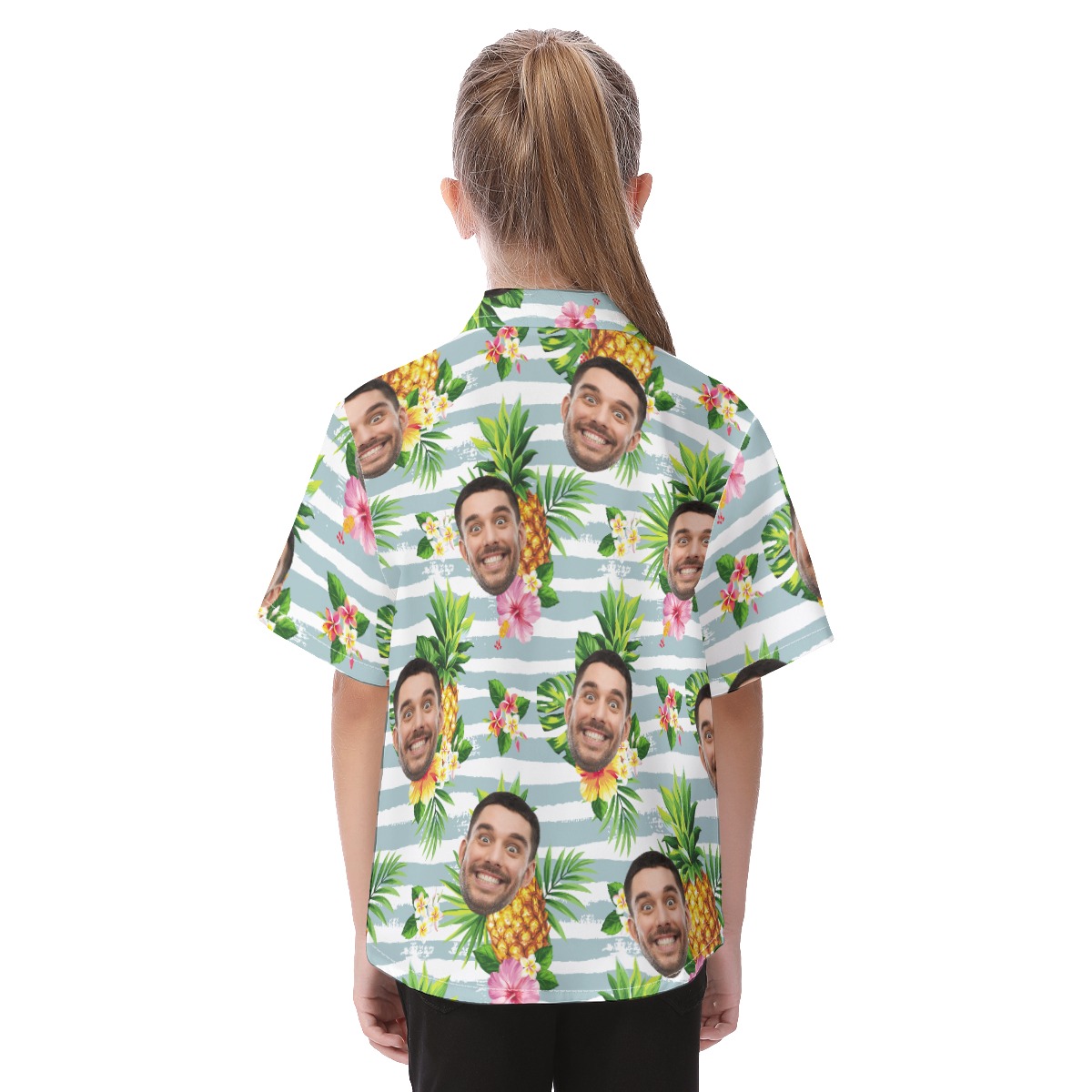 Tropical Pineapple Custom Hawaiian Shirt With Face For Kids