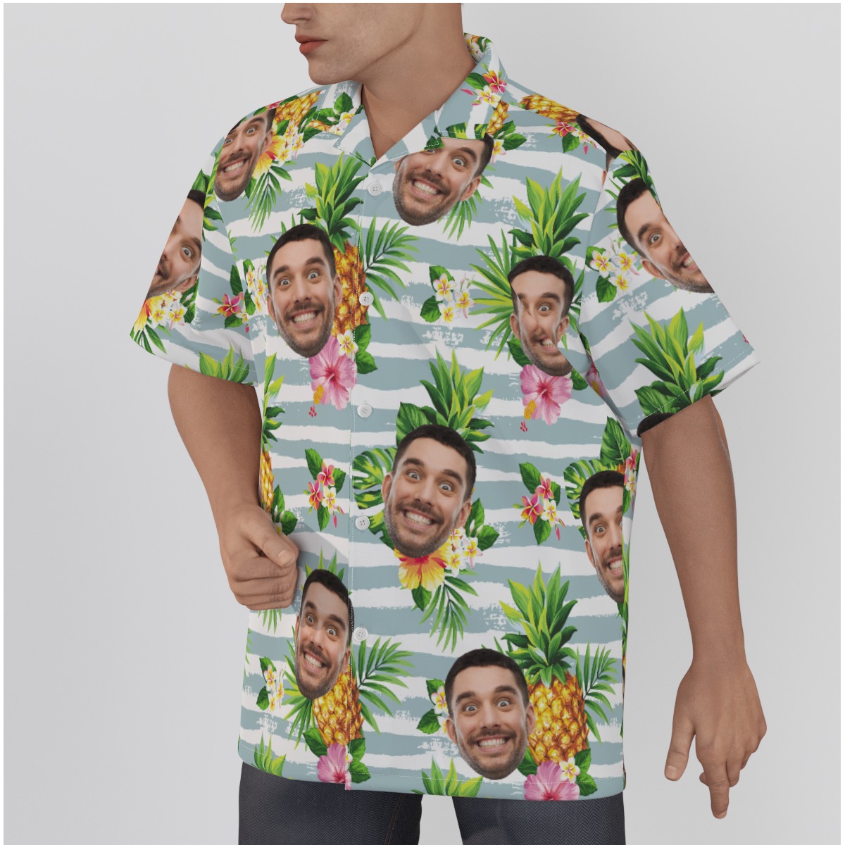 Men's Tropical Pineapple Custom Hawaiian Shirt Face