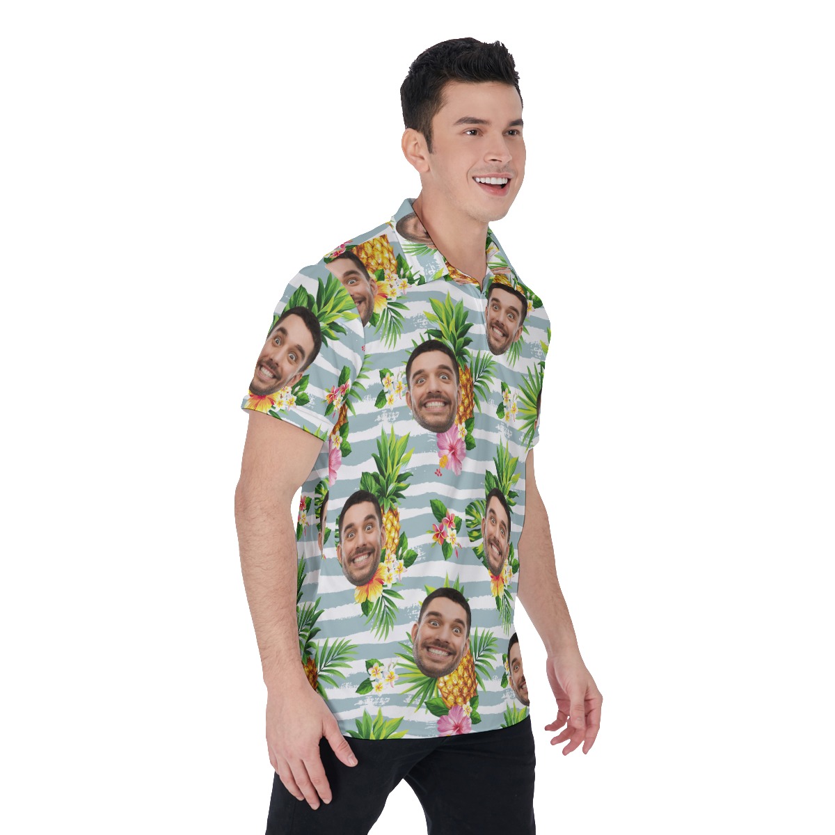 Custom Face Tropical Fruits Hawaiian Polo Shirt