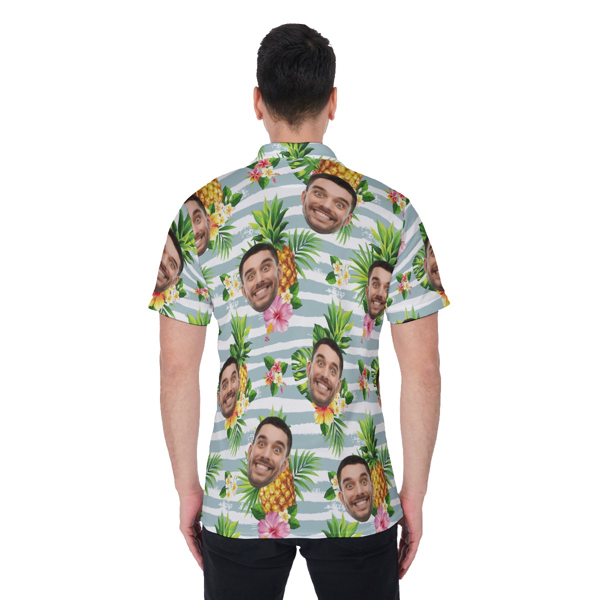 Custom Face Tropical Fruits Hawaiian Polo Shirt