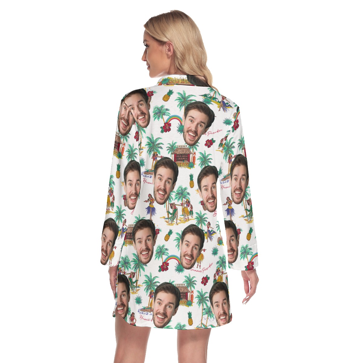 Custom Face Tropical Hawaiian Shirt Dress For Summer