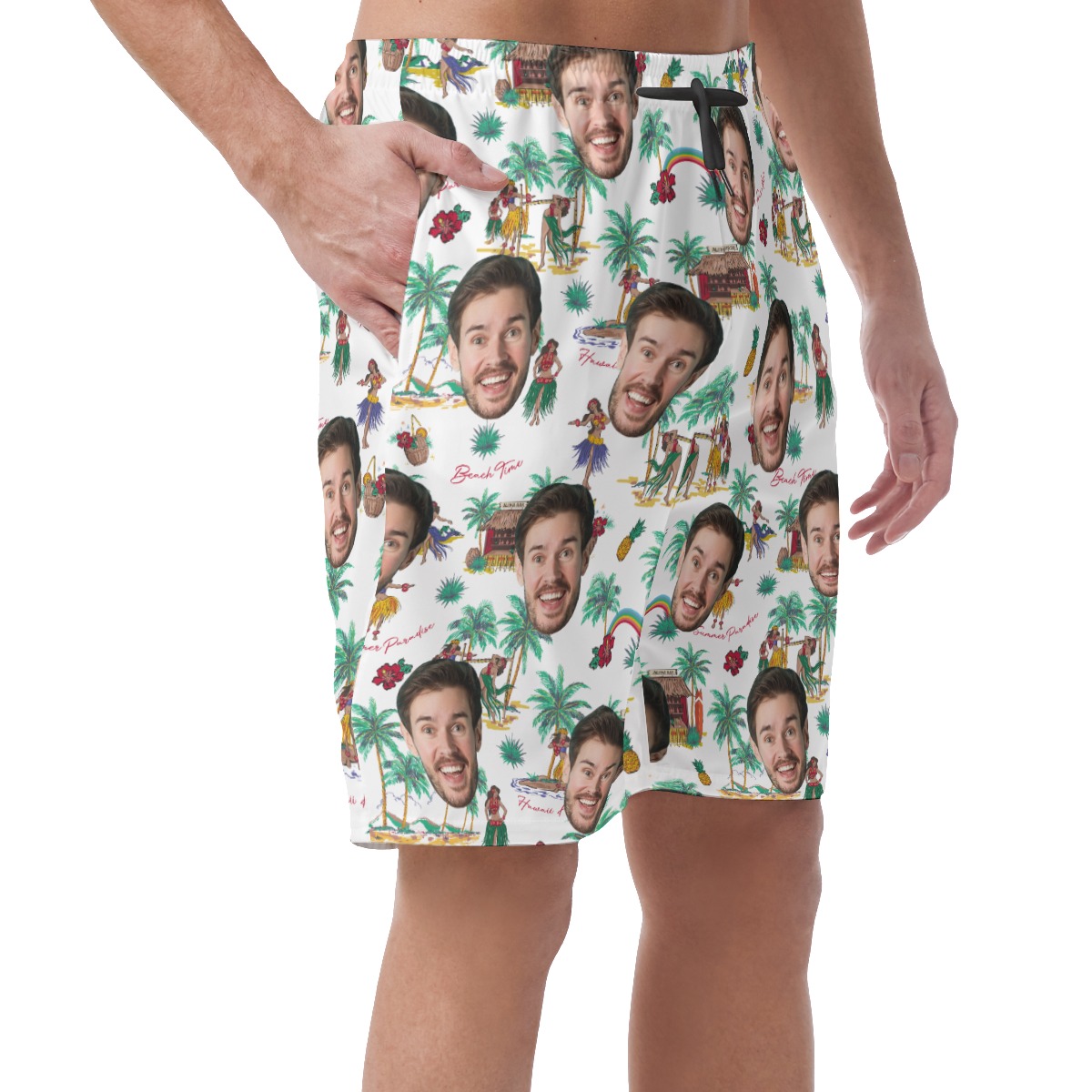 Summer Vibes Custom Face Hawaiian Beach Shorts For Men