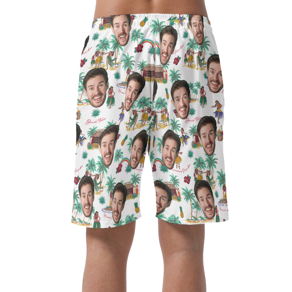 Summer Vibes Custom Face Hawaiian Beach Shorts For Men