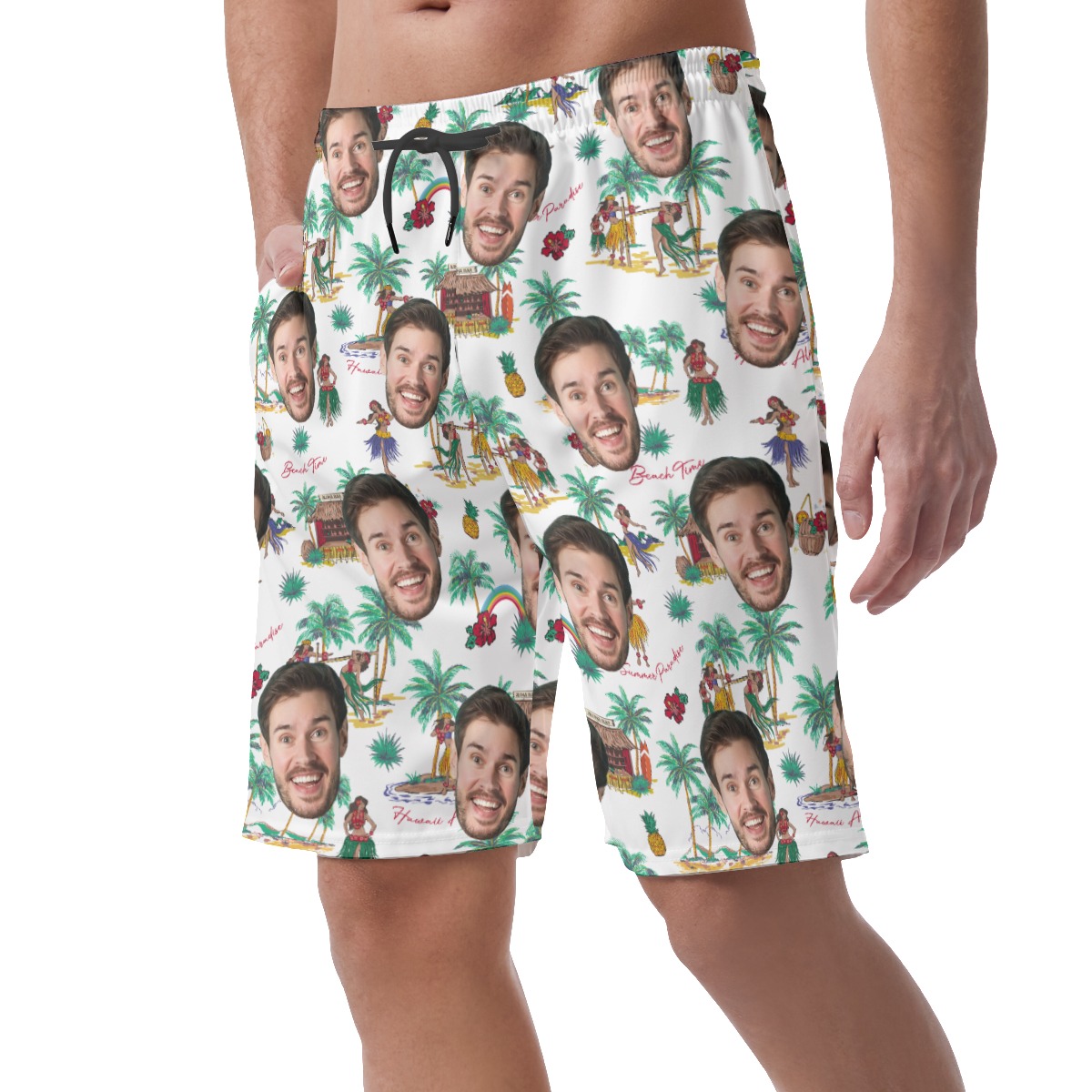 Summer Vibes Custom Face Hawaiian Beach Shorts For Men
