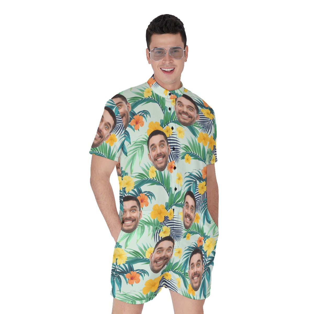 Men's Tropical Romper Custom Face - variant image 1