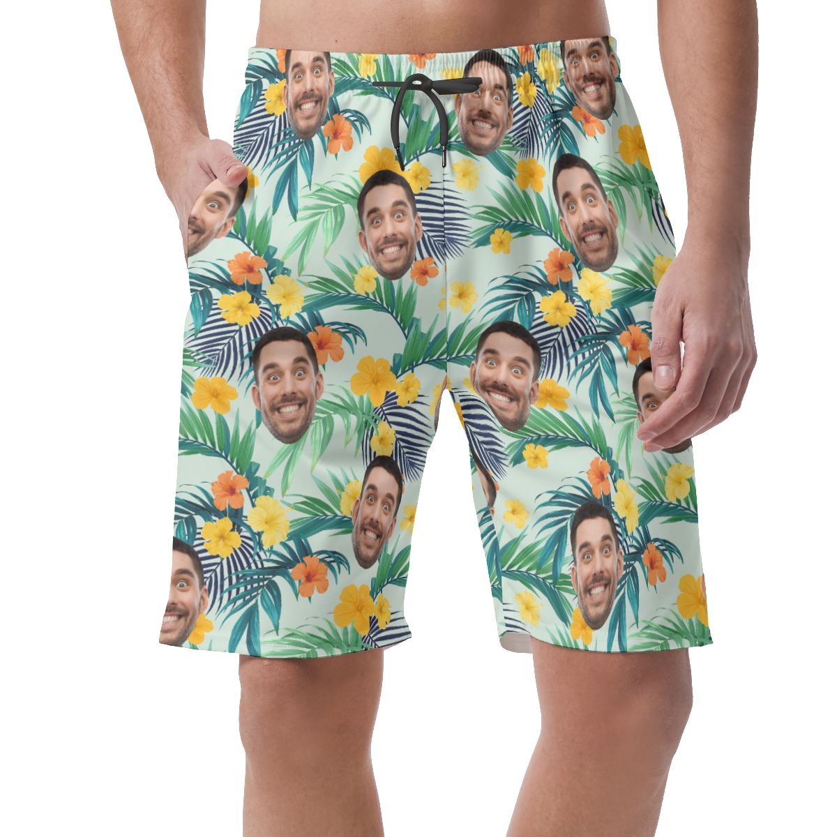 Men's Hawaiian Summer Shorts With Faces Personalized - variant image 1