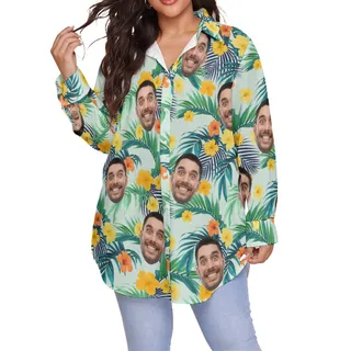 Floral Custom Face Oversize Women's Hawaiian Shirt