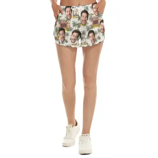 Tropical Hula Girls Custom Face Hawaiian Beach Shorts For Women