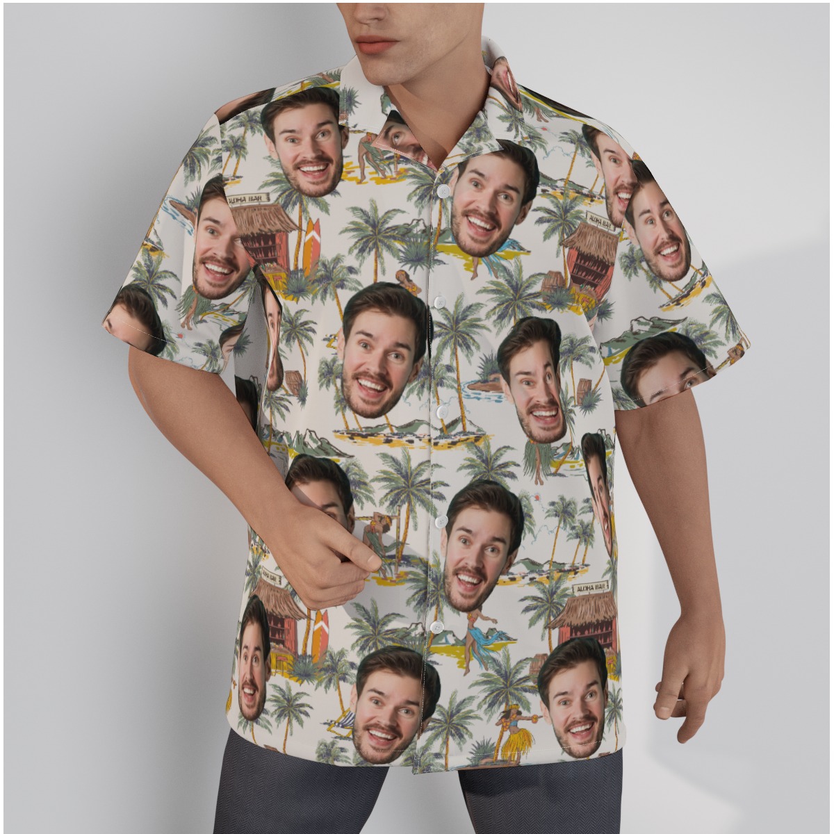 Tropical Hula Girls Custom Face Hawaiian Shirt - variant image 1