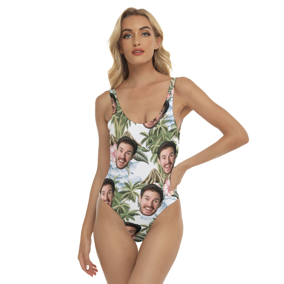 Tropical Island Custom Face Hawaiian Swimsuit For Summer - variant image 1