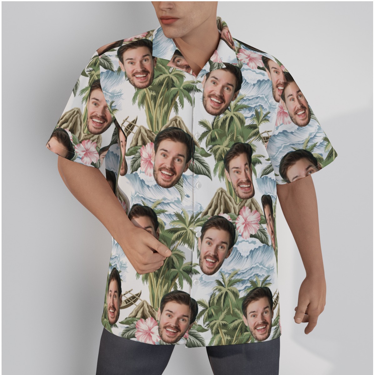 Funny Custom Face Tropical Island Hawaiian Shirt - variant image 1