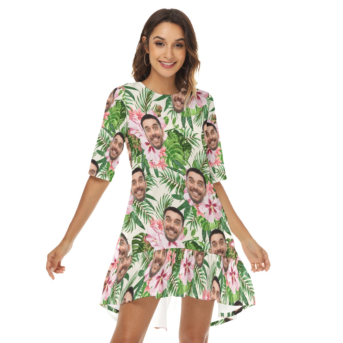 Tropical Custom Face Hawaiian Dress For Women - variant image 1