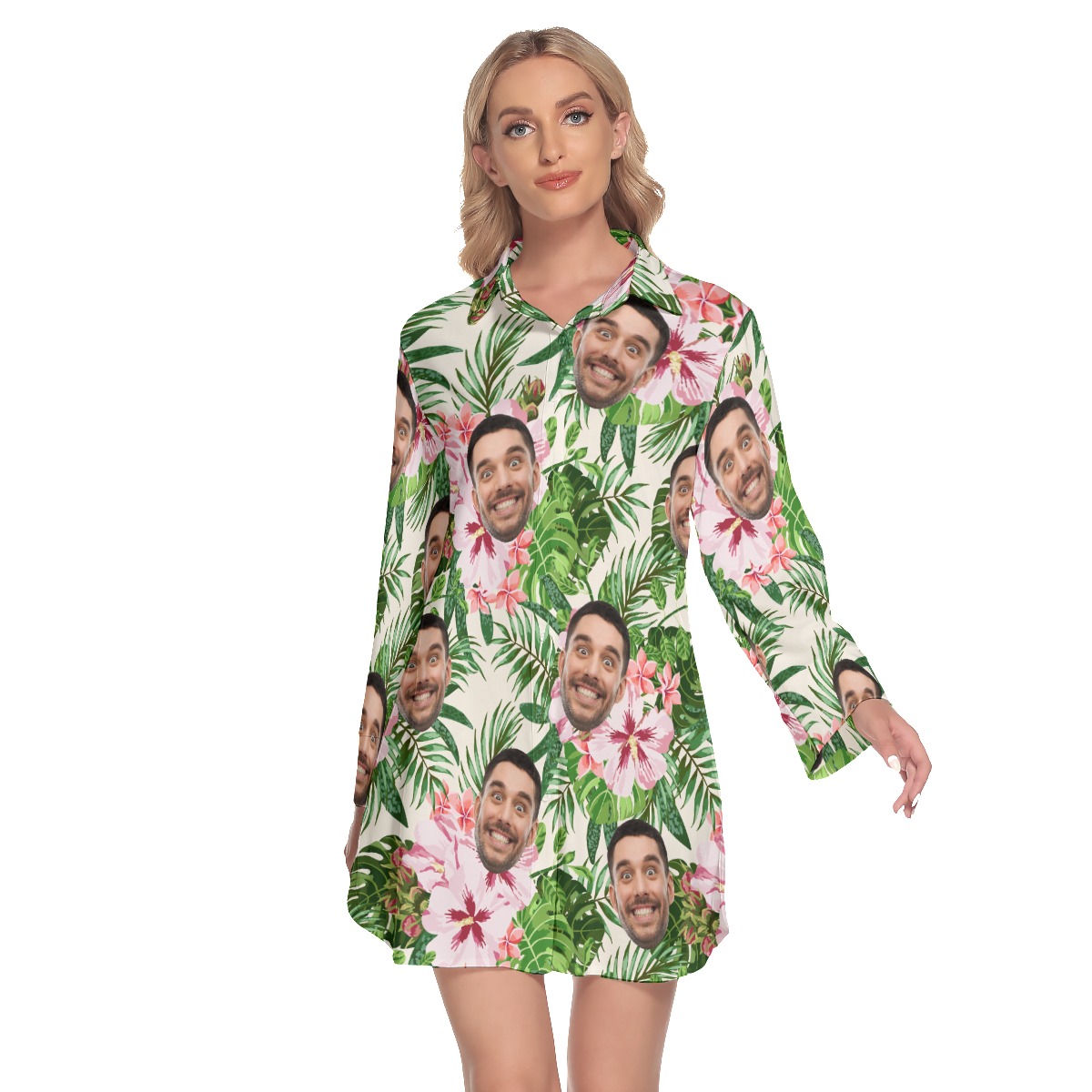 Women's Custom Face Lapel Hawaiian Dress - variant image 1