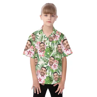 Floral Custom Face Hawaiian Shirt For Kids