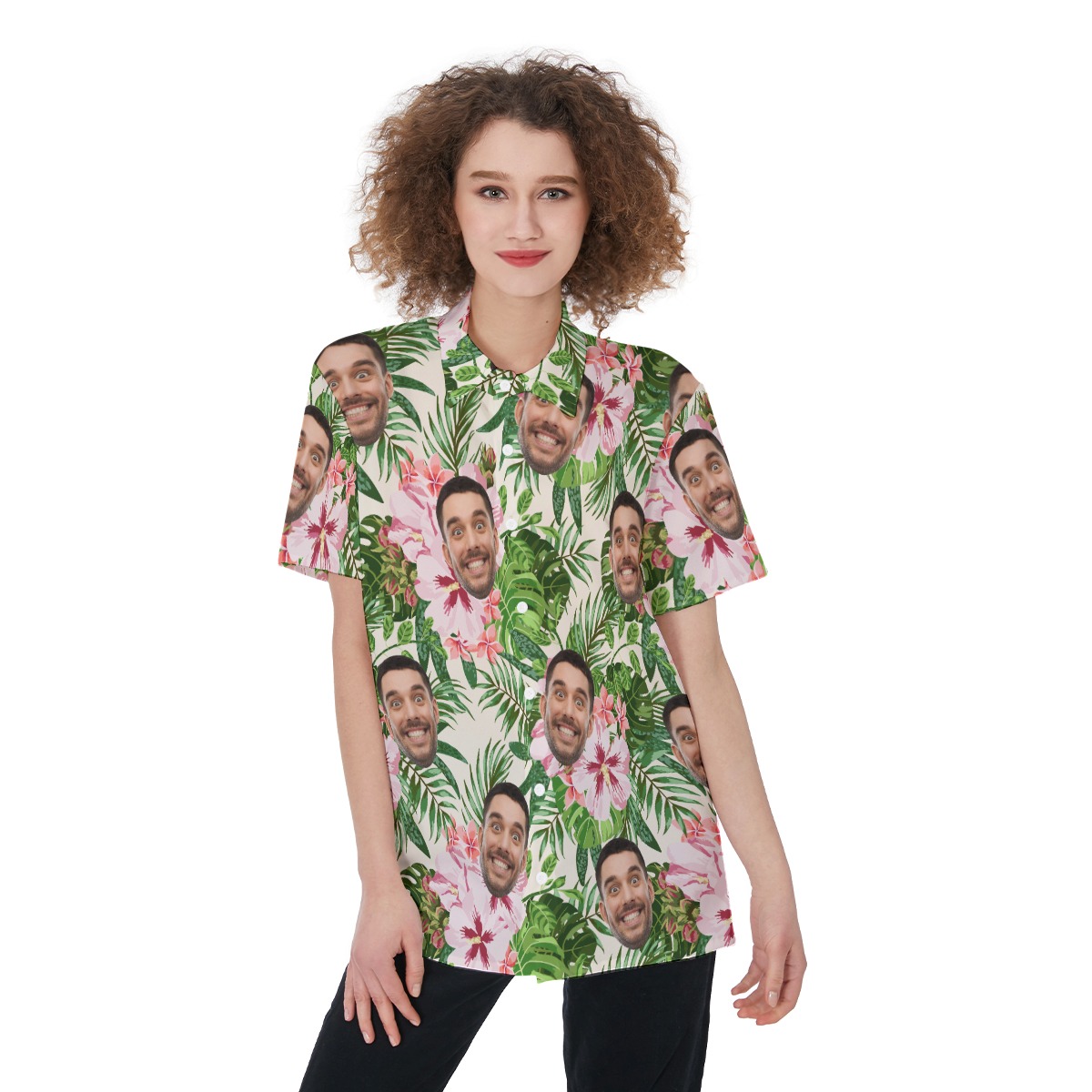 Women's Tropical Custom Hawaiian Shirt With Face - variant image 1