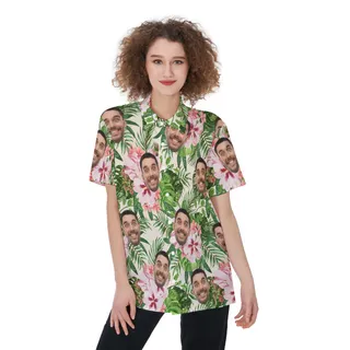 Women's Tropical Custom Hawaiian Shirt With Face