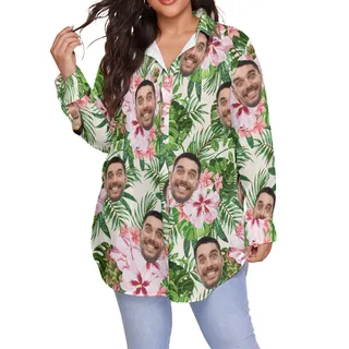 Women' Custom Face Plus Size Hawaiian Shirt