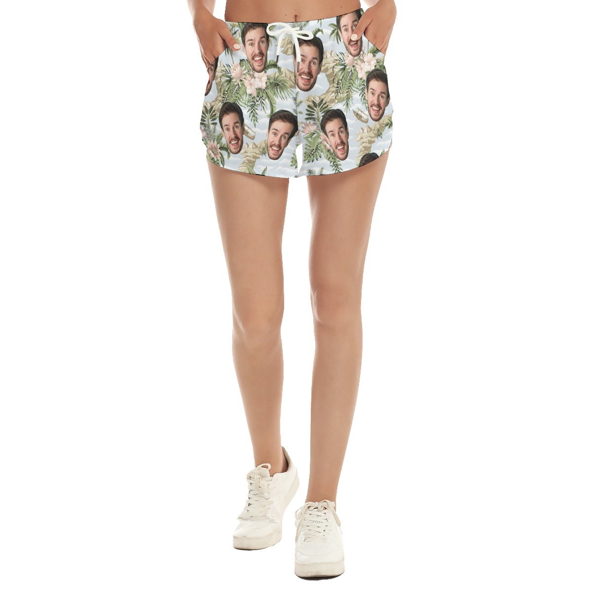 Tropical Botanical Island Custom Face Hawaiian Summer Shorts For Women - variant image 1