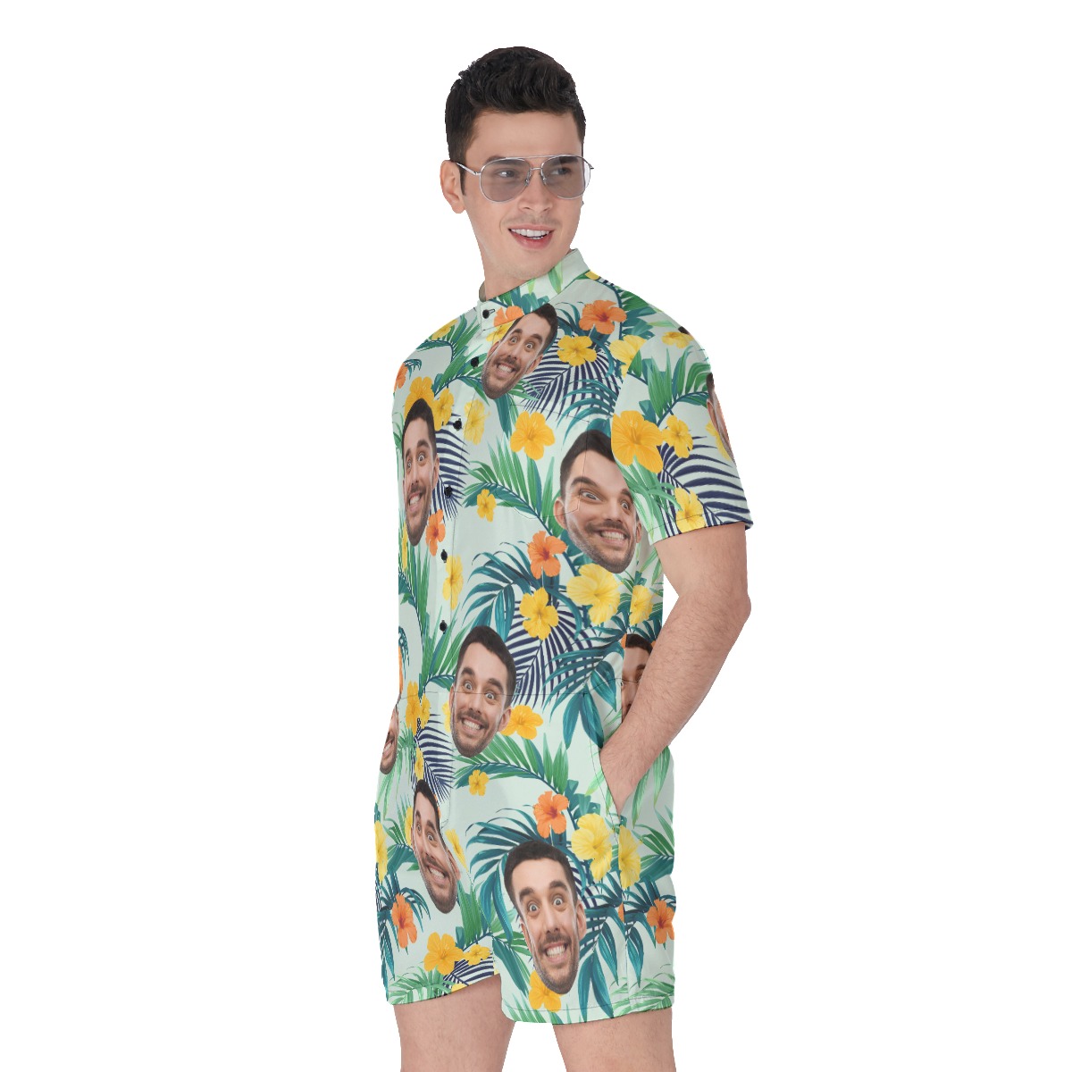 Men's Tropical Romper Custom Face