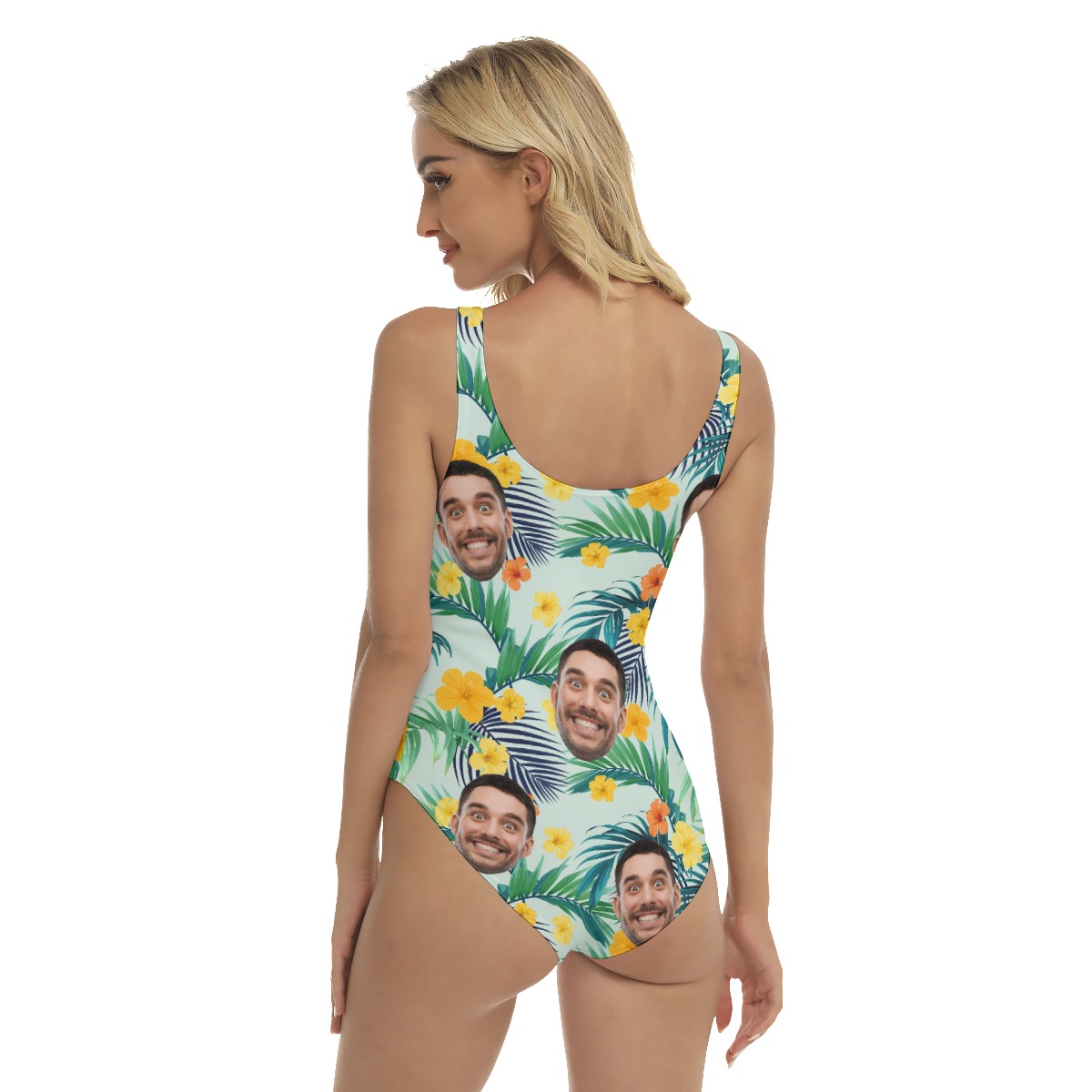 Funny Custom Women's Swimsuit With Faces