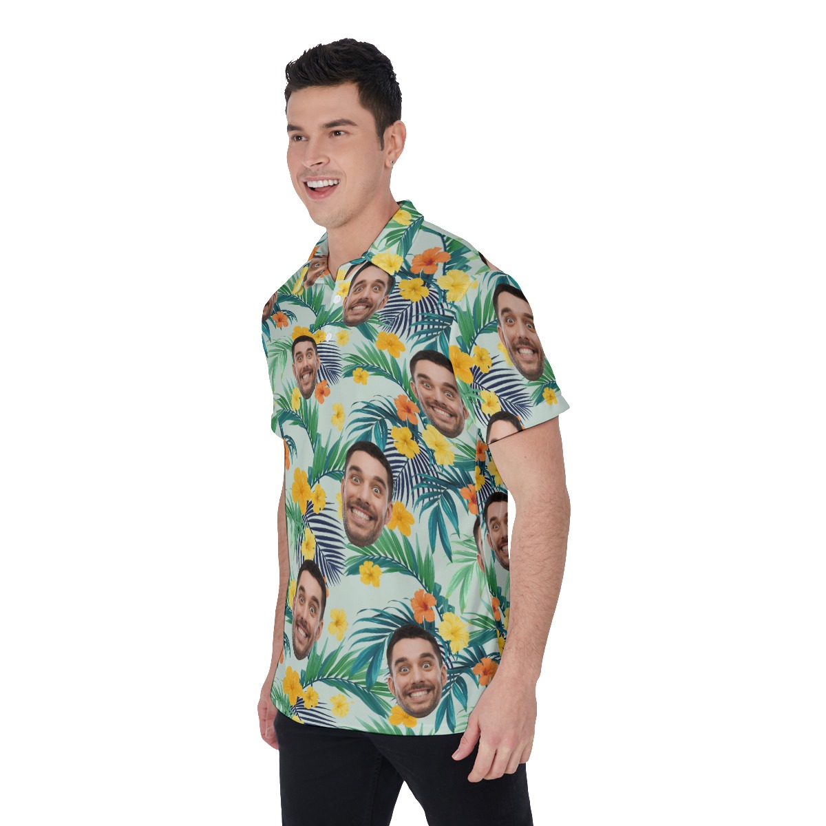Personalized Custom Face Hawaiian Polo Shirt For Men