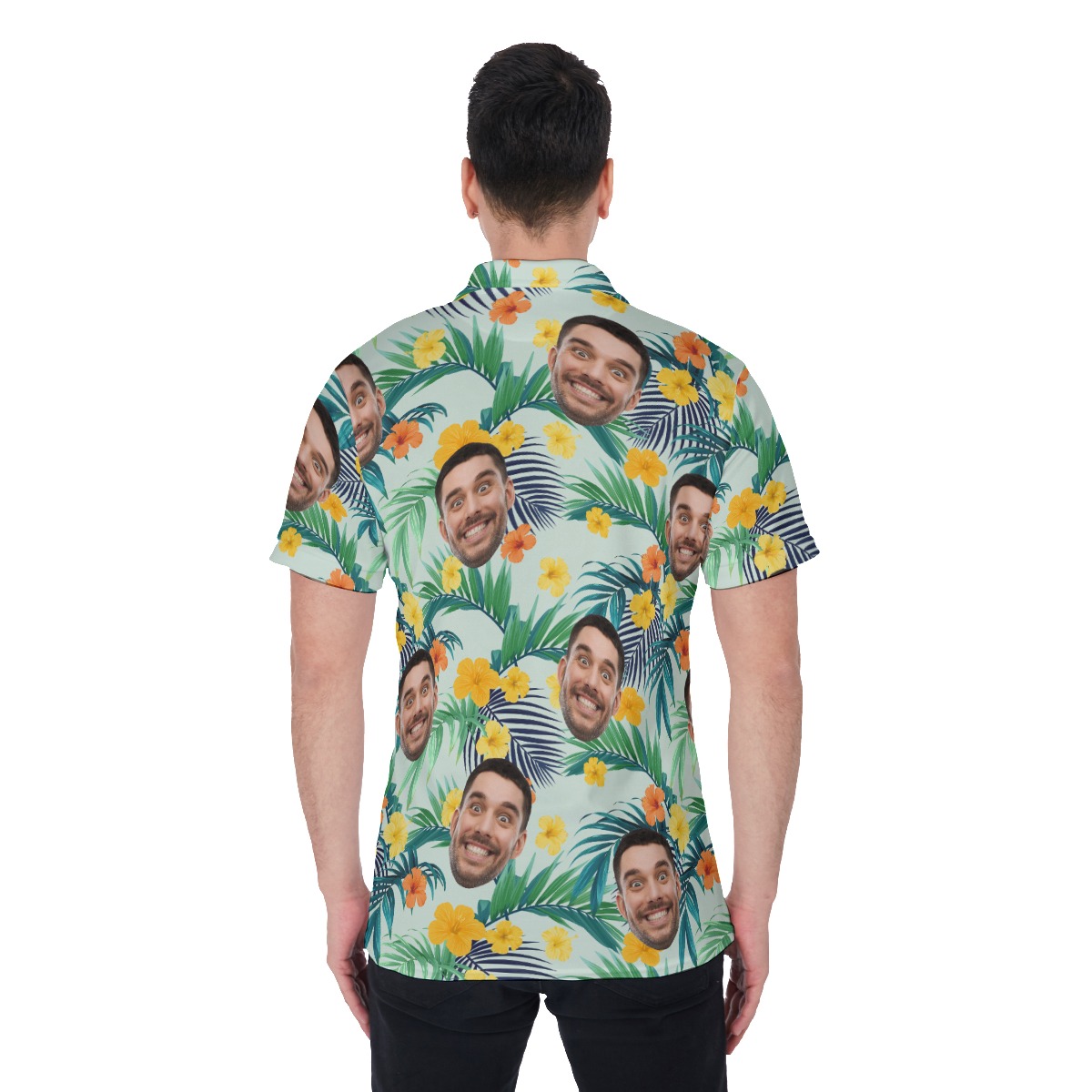 Personalized Custom Face Hawaiian Polo Shirt For Men