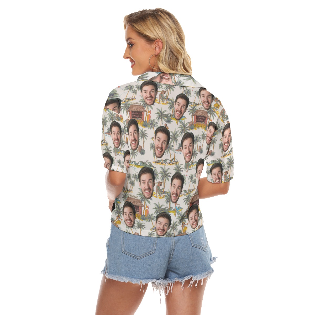 Funny Custom Face Tropical Hula Girls Hawaiian Crop Top Shirt