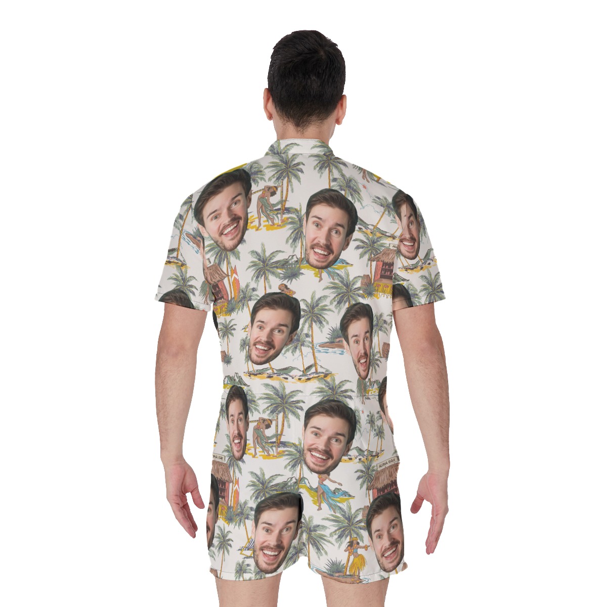 Tropical Hula Girls Custom Face Hawaiian Romper For Men