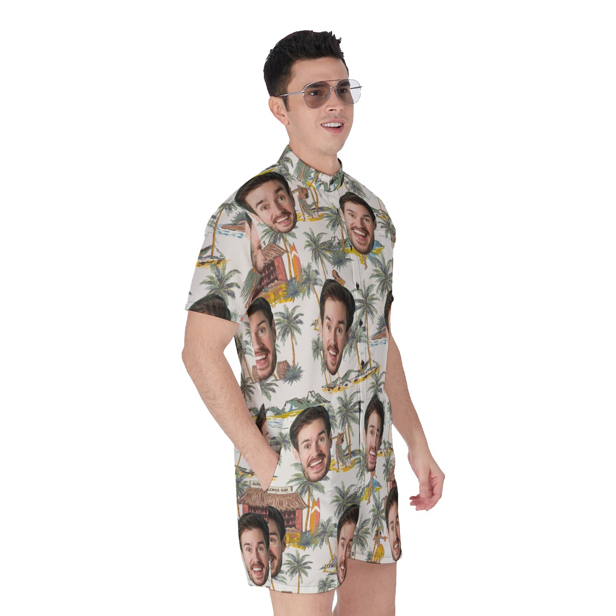 Tropical Hula Girls Custom Face Hawaiian Romper For Men