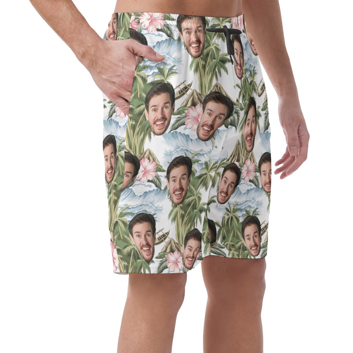 Tropical Palm Tree Custom Face Hawaiian Summer Beach Shorts For Men