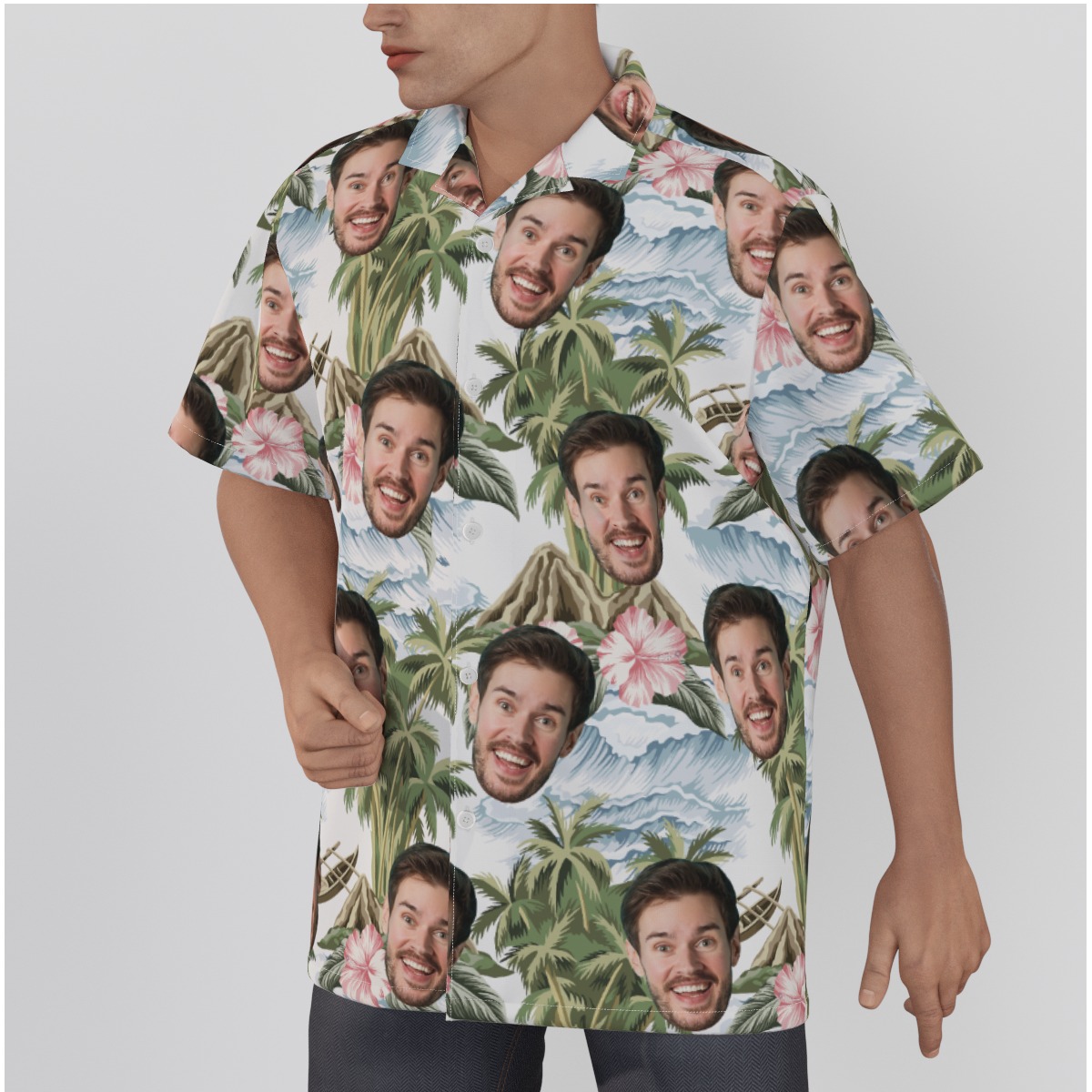 Funny Custom Face Tropical Island Hawaiian Shirt