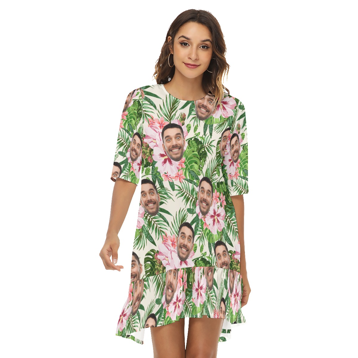 Tropical Custom Face Hawaiian Dress For Women