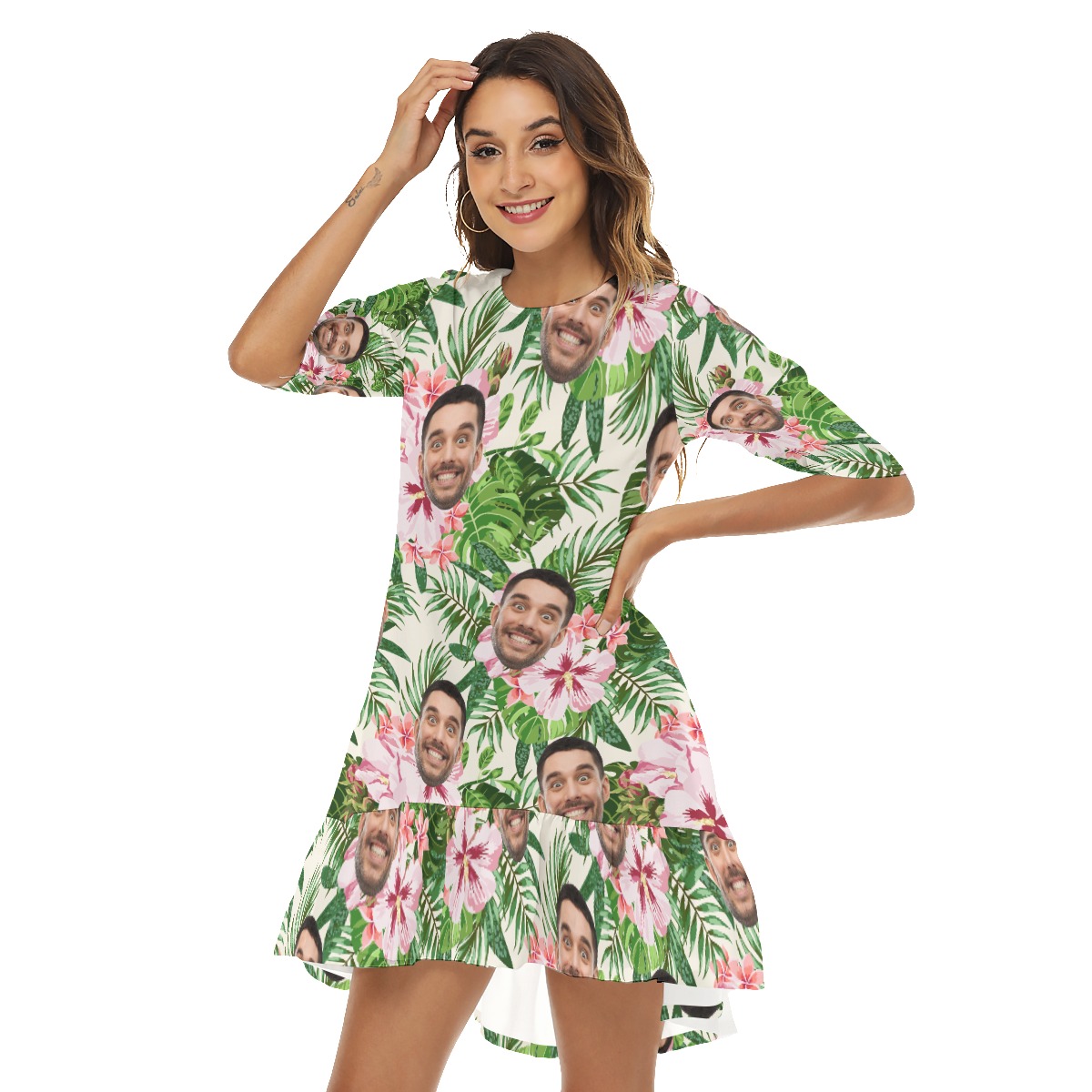 Tropical Custom Face Hawaiian Dress For Women