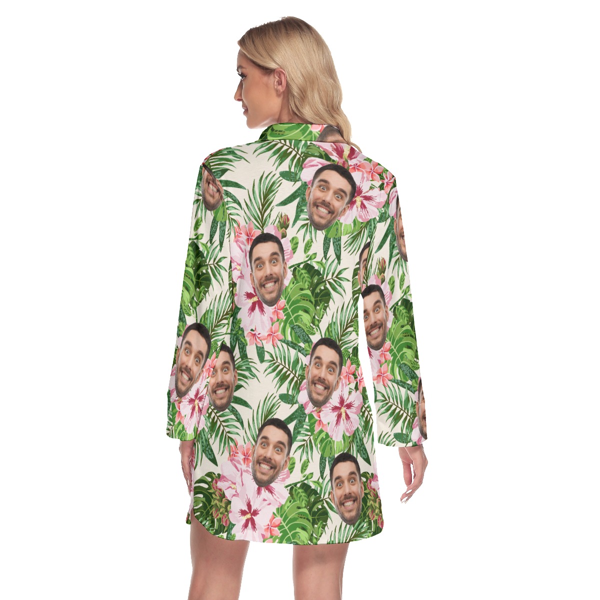 Women's Custom Face Lapel Hawaiian Dress