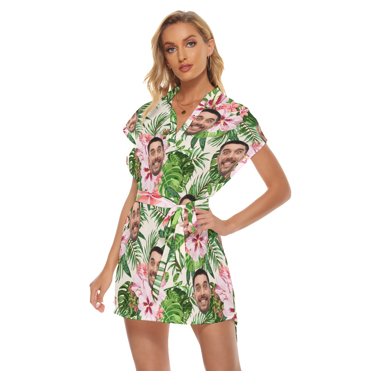 Floral Custom Face Hawaiian Dresses For Women