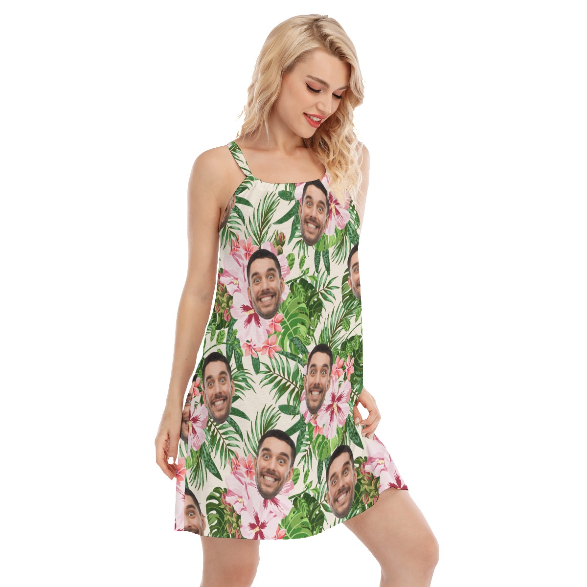Floral Custom Face Hawaiian Dress For Girls