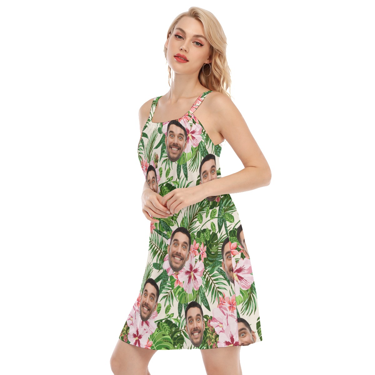 Floral Custom Face Hawaiian Dress For Girls