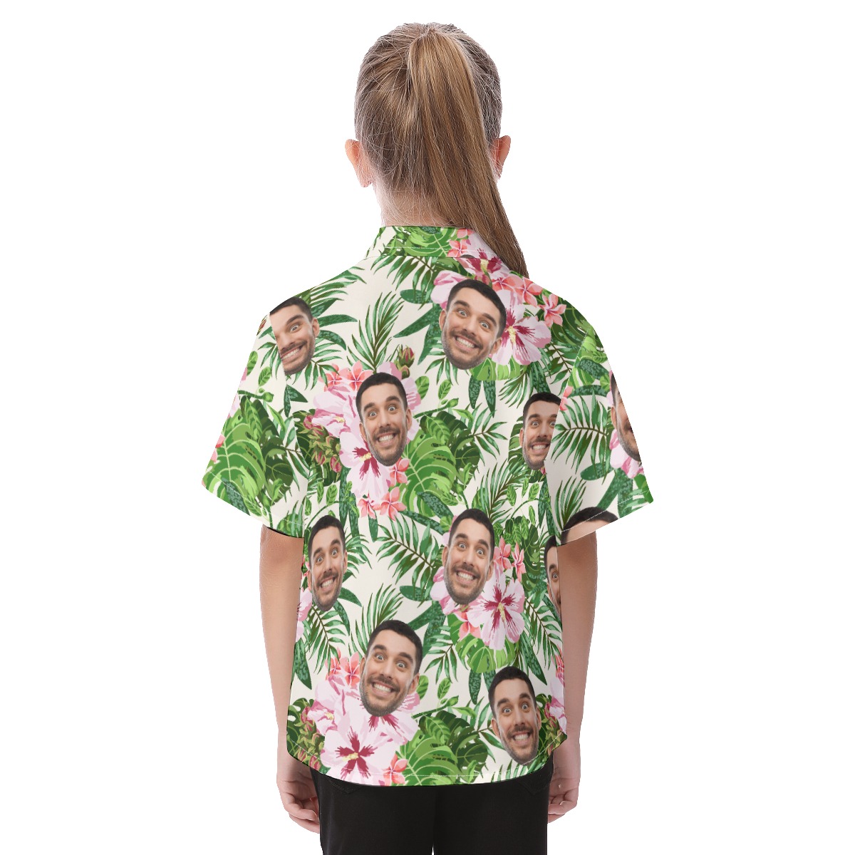 Floral Custom Face Hawaiian Shirt For Kids