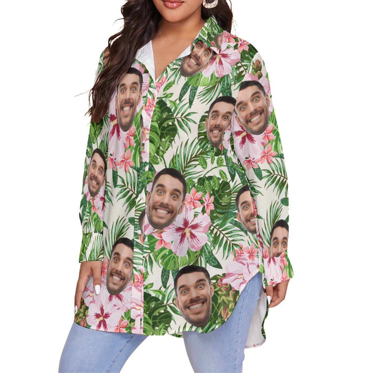 Women' Custom Face Plus Size Hawaiian Shirt