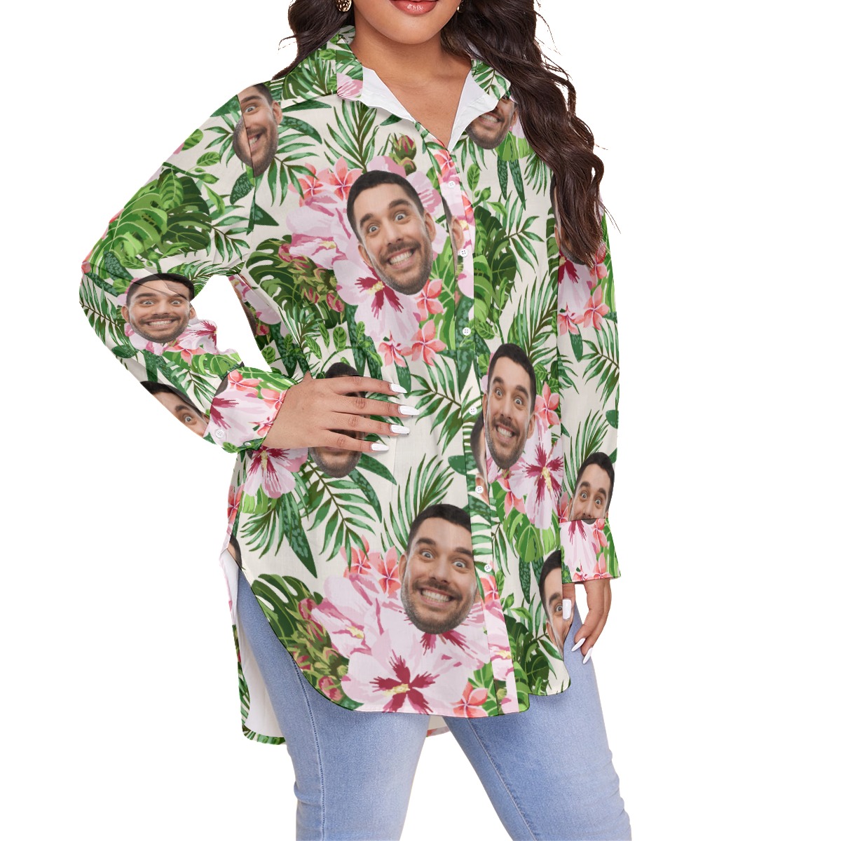 Women' Custom Face Plus Size Hawaiian Shirt
